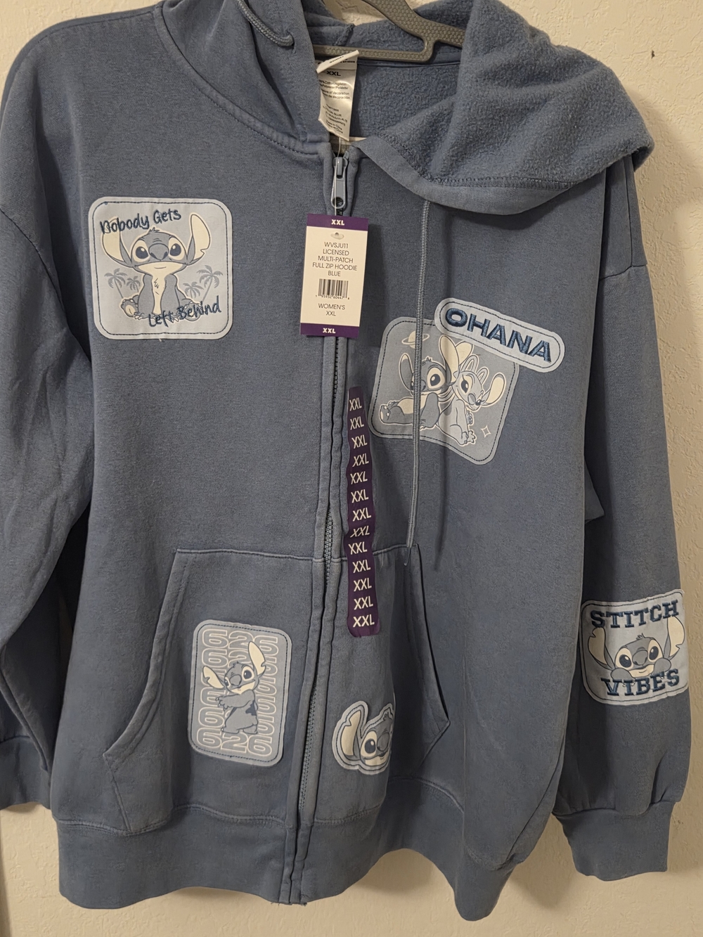 Stitch 'Ohana' Blue Zip-Up Hoodie
